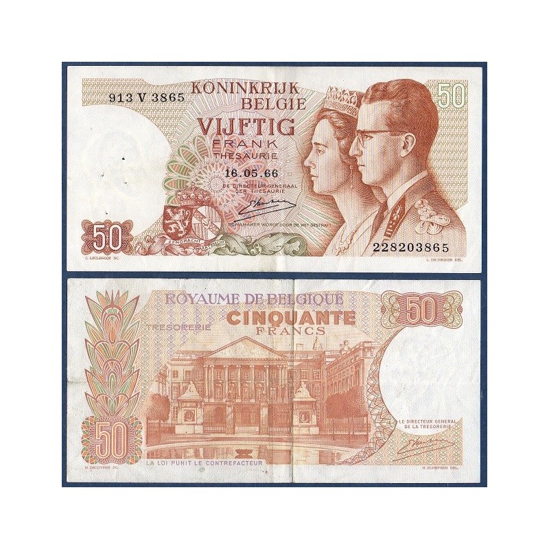 Belgique Pick N°139, Billet de banque de 50 Franc Belge 1966