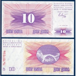 Bosnie Pick N°10a, Billet de banque de 10 Dinara 1992