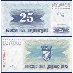 Bosnie Pick N°11a, Billet de banque de 25 Dinara 1992