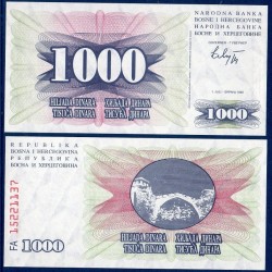 Bosnie Pick N°15a, Billet de banque de 1000 Dinara 1992