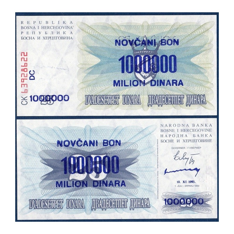Bosnie Pick N°35b, Billet de banque de 1000000 Dinara 1993