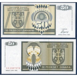 Bosnie Pick N°134, Billet de banque de 50 Dinara 1992-1993