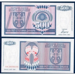 Bosnie Pick N°136, Billet de banque de 500 Dinara 1992