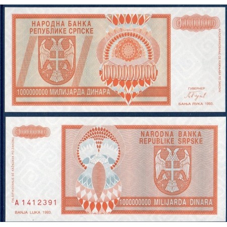 Bosnie Pick N°147a, Billet de banque de 1 milliard Dinara 1993