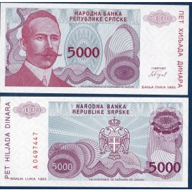 Bosnie Pick N°152a, Billet de banque de 5000 Dinara 1993
