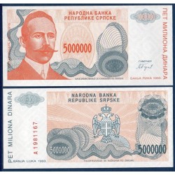 Bosnie Pick N°156a, Billet de banque de 5000000 Dinara 1993