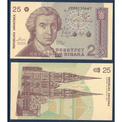 Croatie Pick N°19a, Billet de banque de 25 Dinara 1991