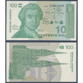 Croatie P.20a, neuf Billet de 100 Dinara 1991 vert Boskovic