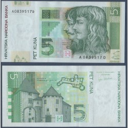 Croatie Pick N°37a, Billet de banque de 5 Kuna 2001