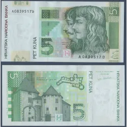 Croatie Pick N°37a, Billet de banque de 5 Kuna 2001