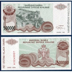 Croatie (serbie) Pick N°R23a, Billet de banque de 500000 Dinara 1993