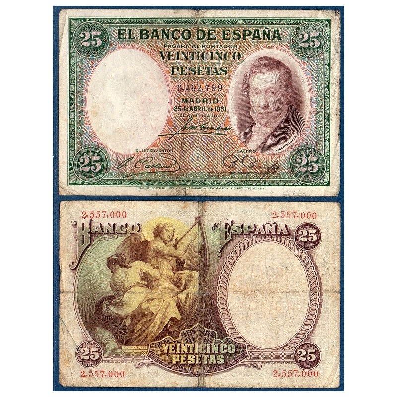 Espagne Pick N°81, Billet de banque de 25 pesetas 1931