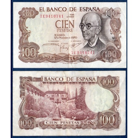 Espagne Pick N°152a, Billet de banque de 100 pesetas 1970