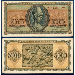 Grece Pick N°122, Billet de banque de 5000 Drachmai 1943