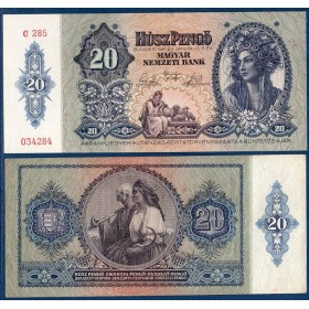 Hongrie P.109, TB Billet de 20 Pengo 1941 femme coiffée