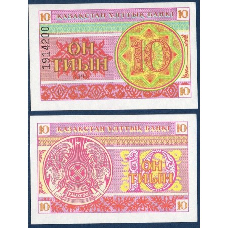 Kazakhstan P.4b, neuf Billet de 10 Tyin 1993 rouge