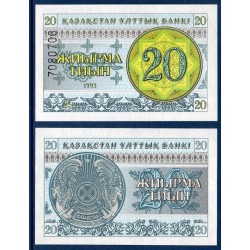 Kazakhstan P.5b, neuf Billet de 20 Tyin 1993 vert foncé