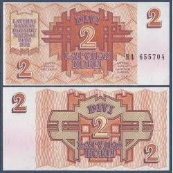 Lettonie Pick N°36, Billet de banque de 2 Rublis 1992