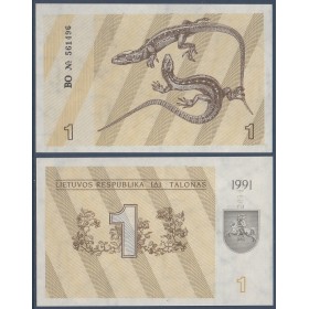 Lituanie Pick N°32a, Billet de banque de 1 Talonas 1991