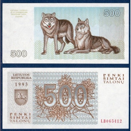 Lituanie P.46, Billet de 500 Talonas 1993 Loups