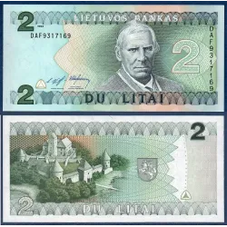Lituanie Pick N°54a, Billet de banque de 2 Litai 1993