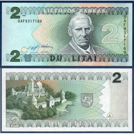 Lituanie Pick N°54a, Billet de banque de 2 Litai 1993