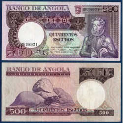 Angola Pick N°107 , Billet de banque de 500 Escudos 1973