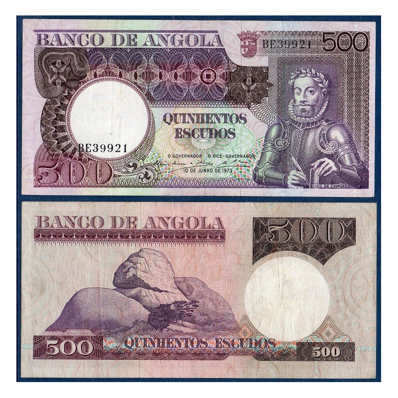 Angola Pick N°107 , Billet de banque de 500 Escudos 1973