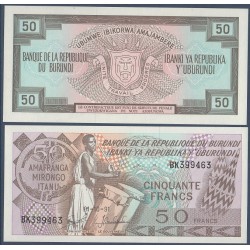 Burundi Pick N°28c, Billet de banque de 50 Francs 1988-1993