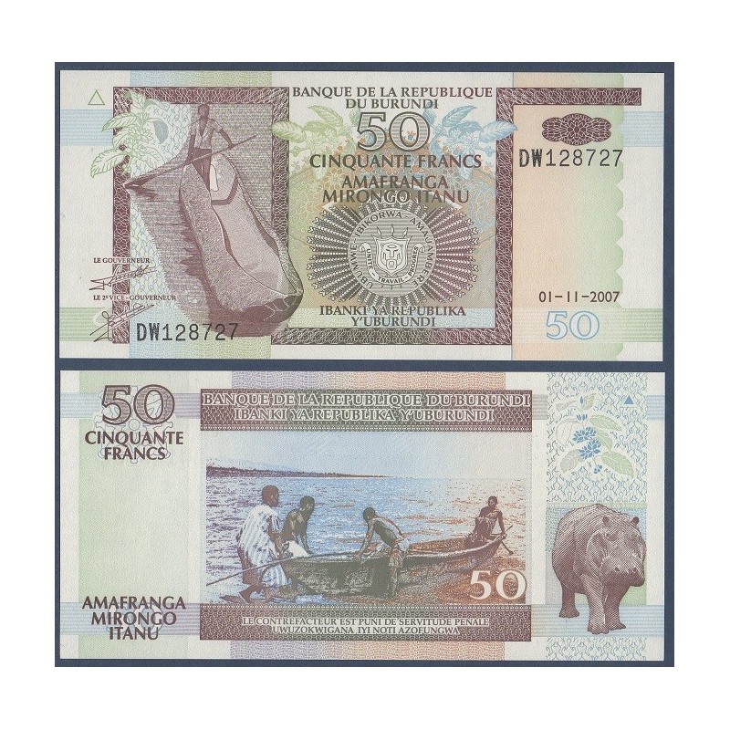 Burundi Pick N°36g, Billet de banque de 50 Francs 2007