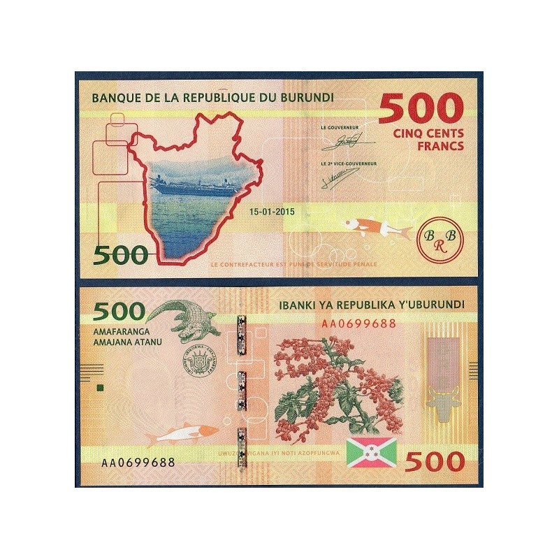 Burundi Pick N°50a, Billet de banque de 500 Francs 2015