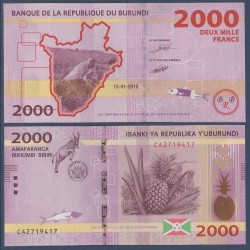 Burundi Pick N°52, Billet de banque de 2000 Francs 2015