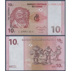 Congo Pick N°82a, Billet de banque de 10 centimes 1997