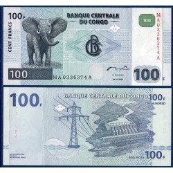 Congo Pick N°92A, Billet de banque de 100 Francs 2000