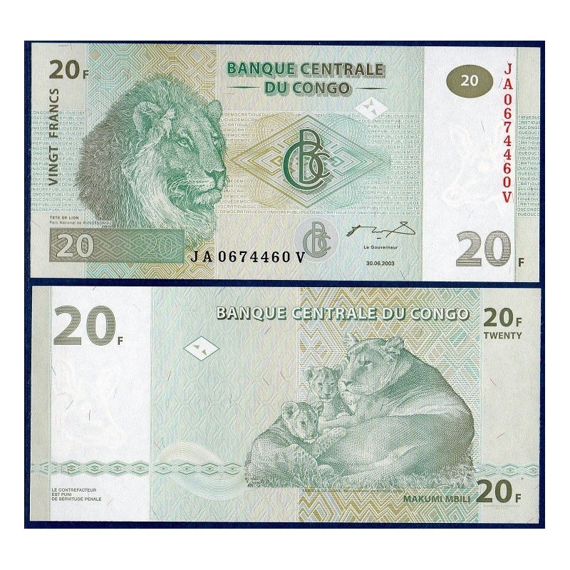 Congo Pick N°94A, Billet de banque de 20 Francs 2003