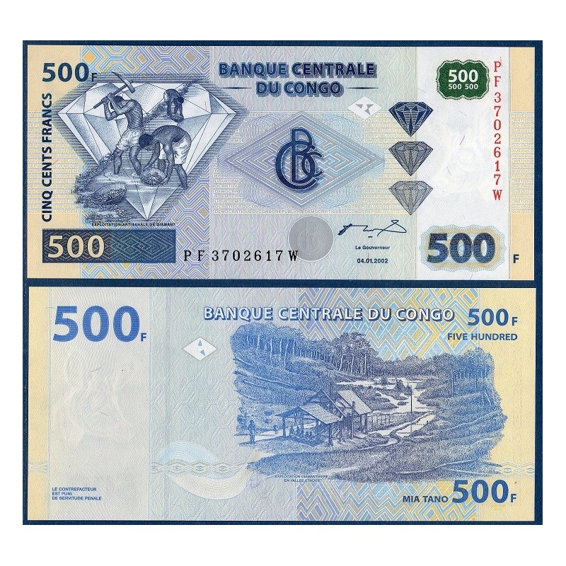 Congo Pick N°96B, Billet de banque de 500 Francs 2002