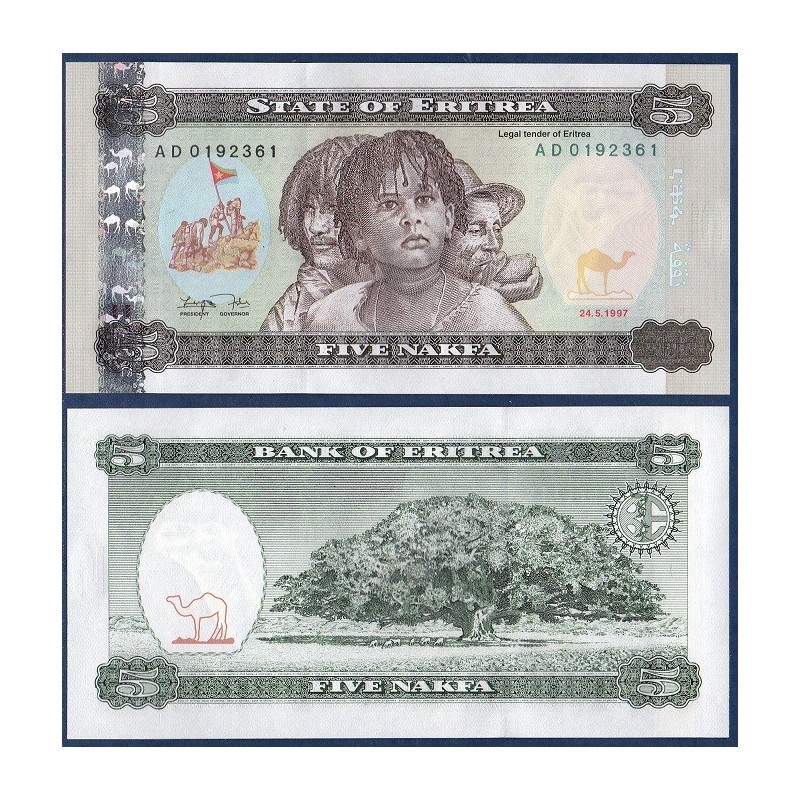 Erythrée Pick N°2, Billet de banque de 5 Nakfa 1997