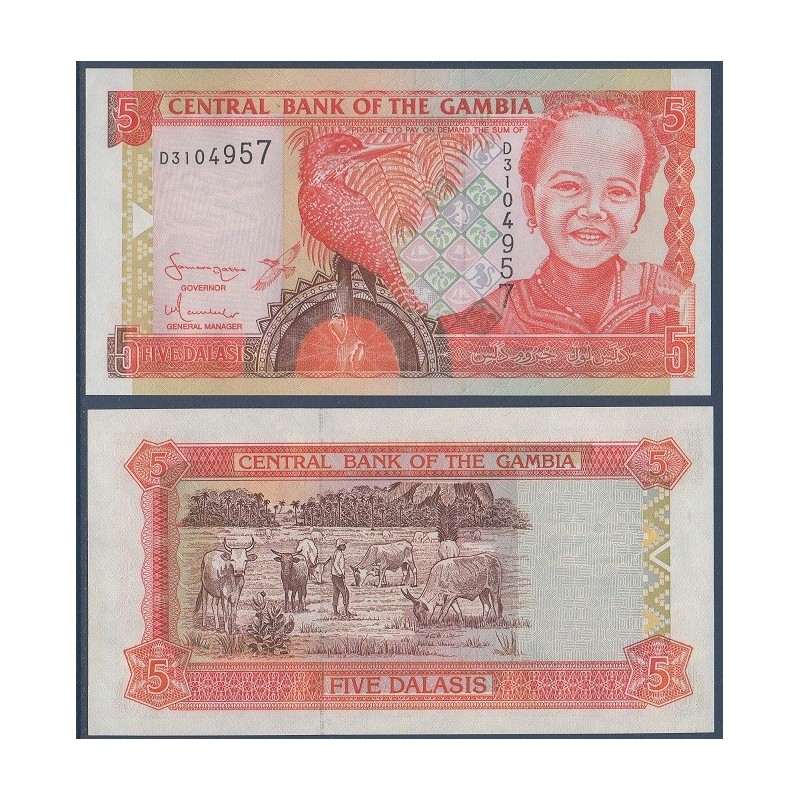 Gambie Pick N°20c, Billet de banque de 5 Dalasis 2001