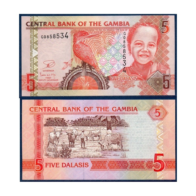 Gambie Pick N°25c, Billet de banque de 5 Dalasis 2013
