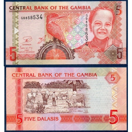 Gambie Pick N°25c, Billet de banque de 5 Dalasis 2013