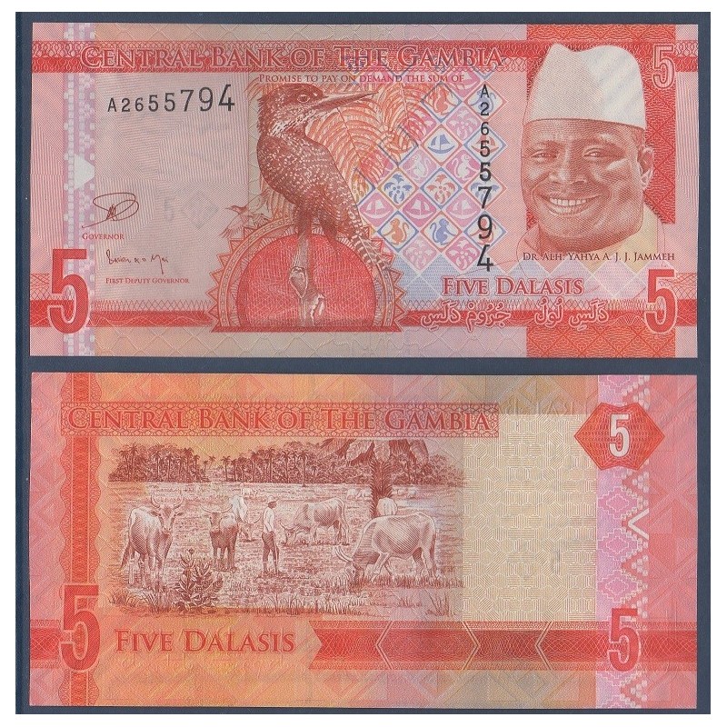 Gambie Pick N°31, Billet de banque de 5 Dalasis 2015