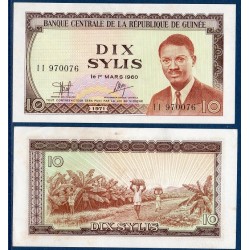 Guinée Pick N°16, Neuf Billet de banque de 10 Sylis 1971
