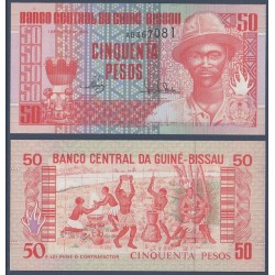 Guinée Bissau Pick N°10, Billet de banque de 50 Pesos 1990