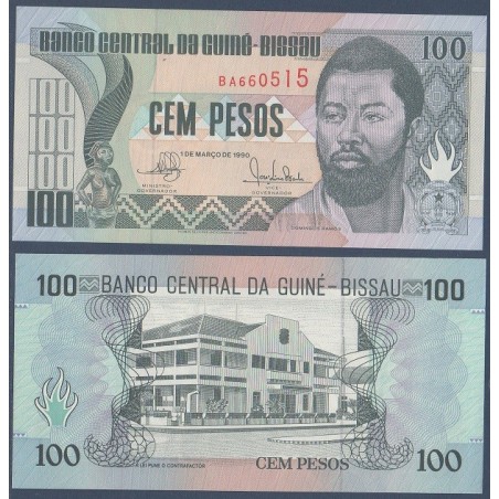 Guinée Bissau Pick N°11, Billet de banque de 100 Pesos 1990