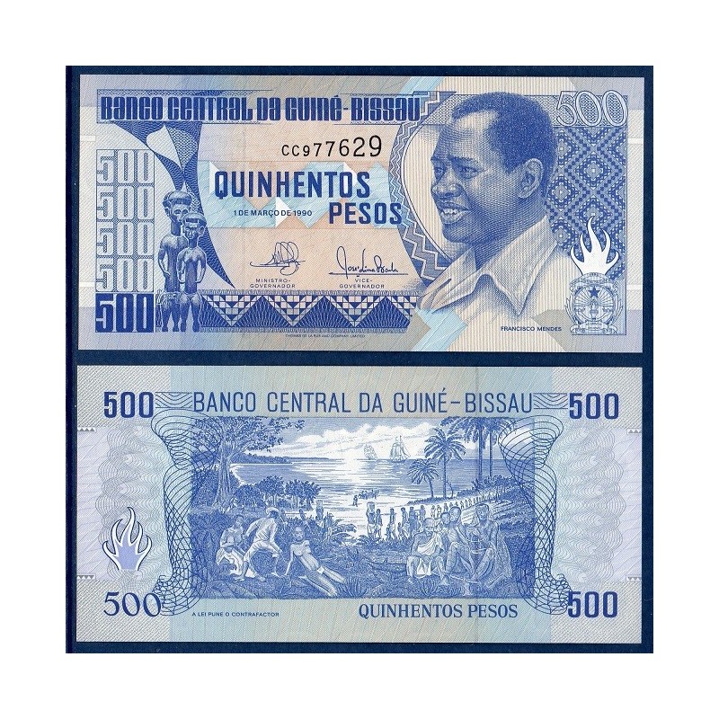 Guinée Bissau Pick N°12, Billet de banque de 500 Pesos 1990