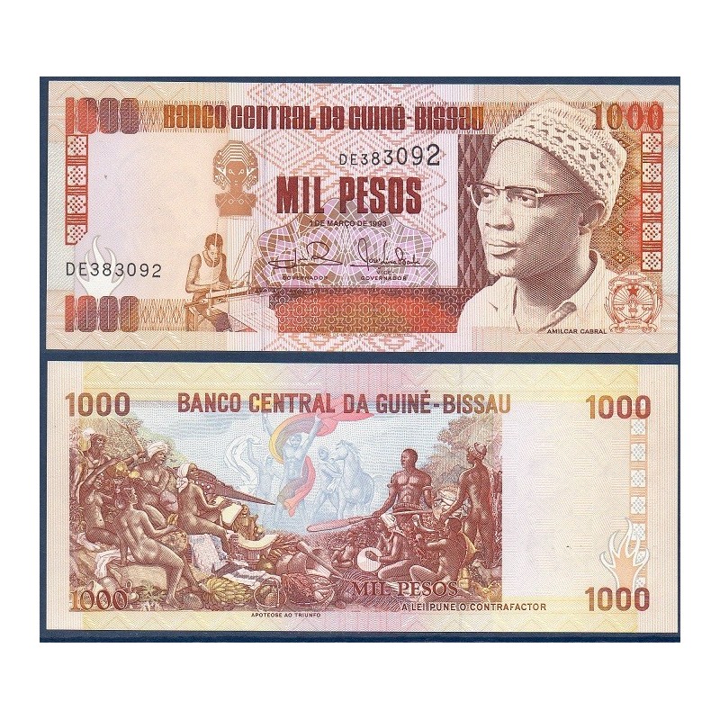 Guinée Bissau Pick N°13b, Billet de banque de 1000 Pesos 1993