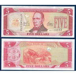 Liberia Pick N°26a, Billet de banque de 5 Dollars 2003