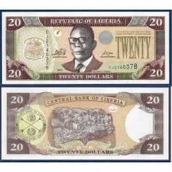 Liberia Pick N°28, Billet de banque de 20 Dollars 2003-2011