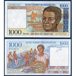 Madagascar P.76b, Neuf, Billet de 1000 Francs - 200 ariary 1995 Bateaux