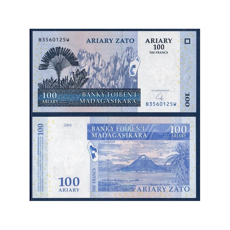 Madagascar Pick N°86b, Billet de banque de 100 Ariary : 500 Francs 2004